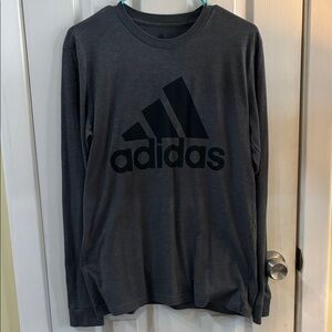 Adidas Dark Gray Logo Long Sleeve Tee